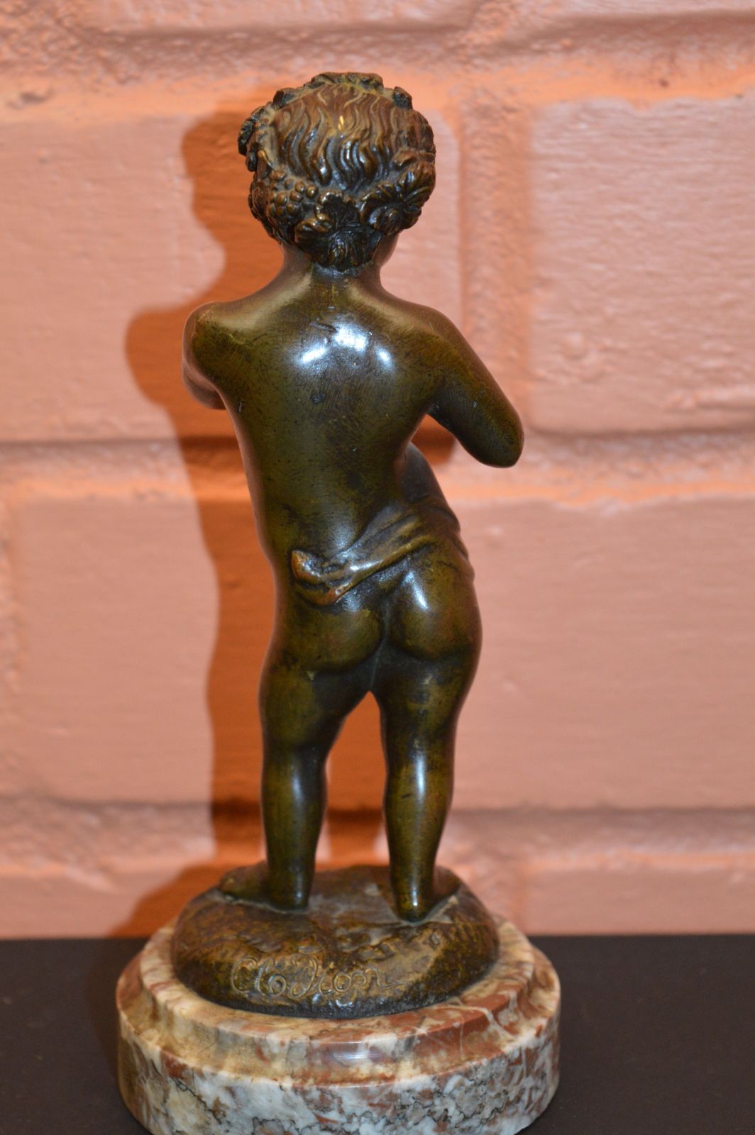 Grand Tour Bronze Cupid Statue Signed Clodion, C1800 photo vinterior