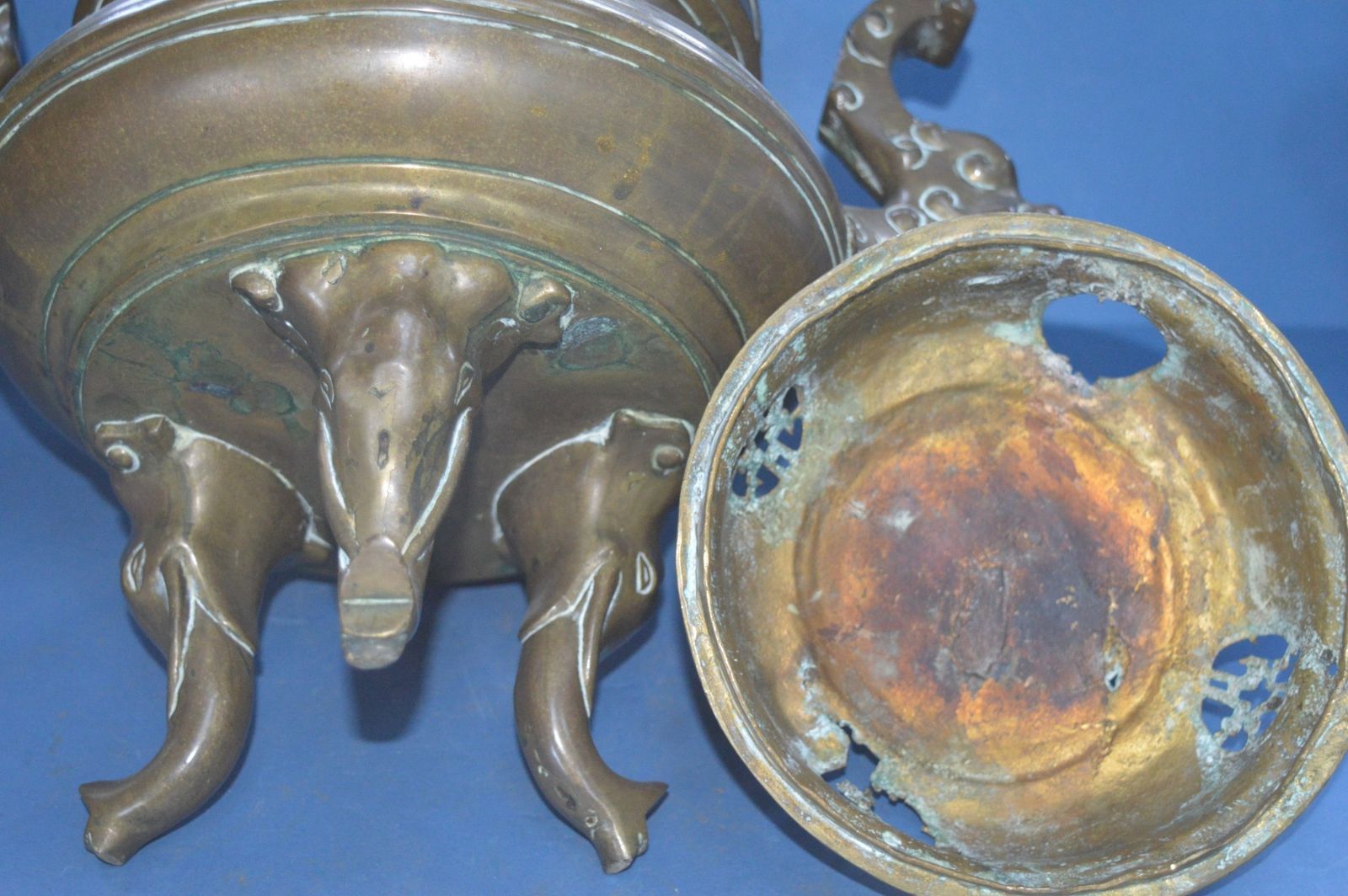 Home Decor Very Large Chinese Bronze Lidded Censer, C1870. photo