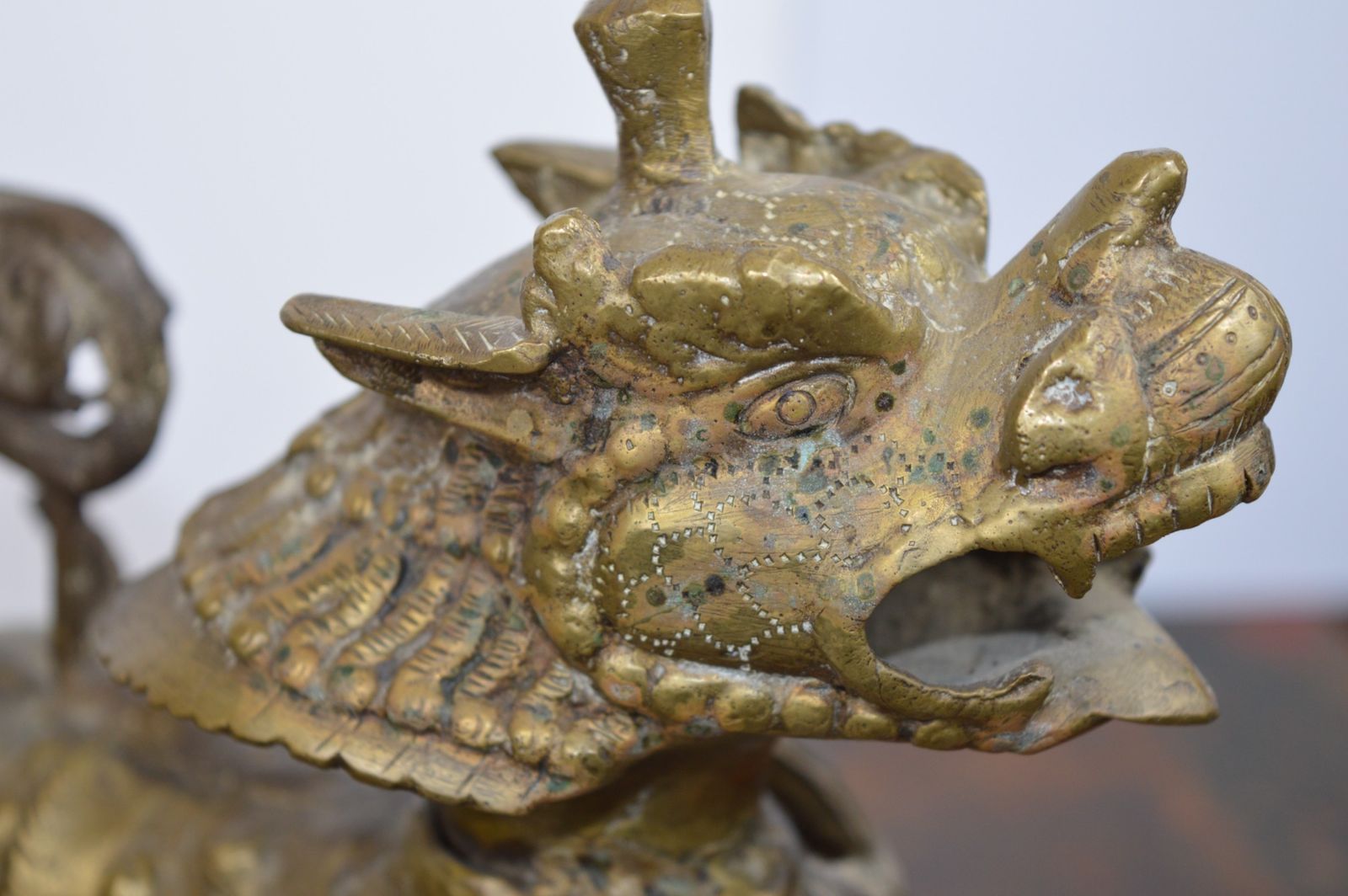 photo furniture Pair Tibetan Gilt Bronze Temple Lions, C1920
