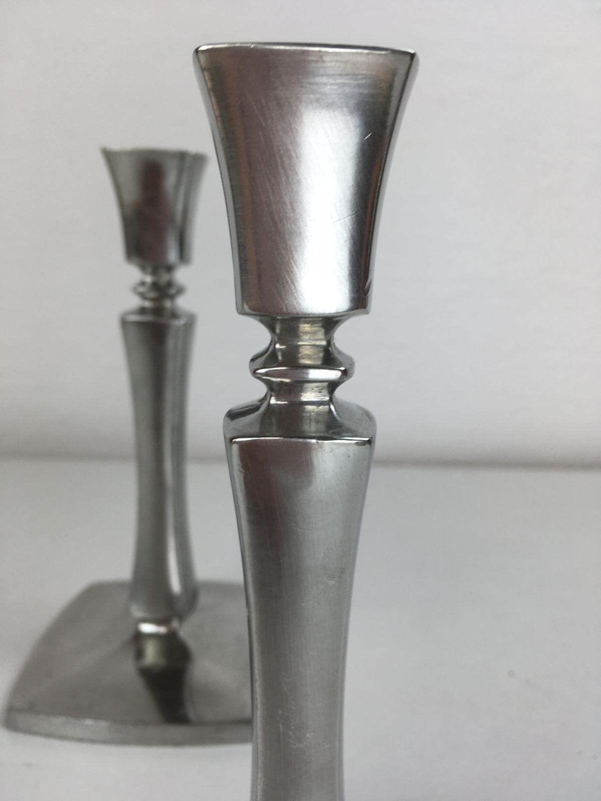 Set Of Two Danish Just Andersen Pewter Candle Holders By Just Andersen 1940's photo Home Decor