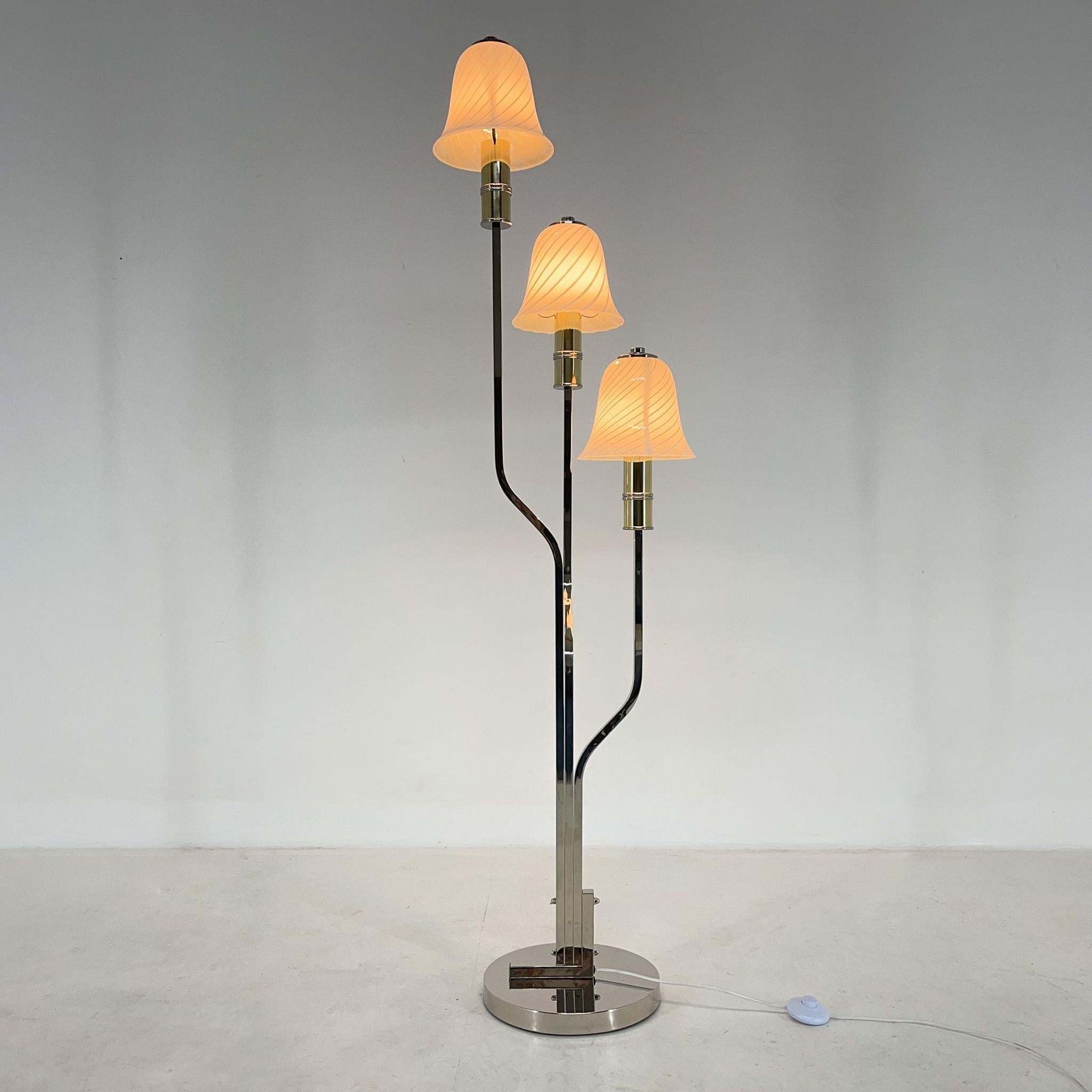 Rare Italian Chrome & Murano Glass 'Magic Mushrooms' Floor Lamp, 1970's photo for sale