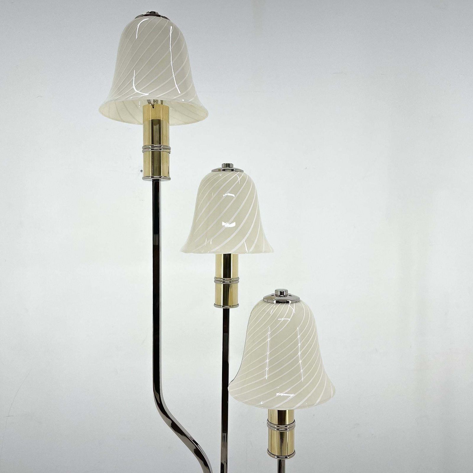 photo for sale Rare Italian Chrome & Murano Glass 'Magic Mushrooms' Floor Lamp, 1970's