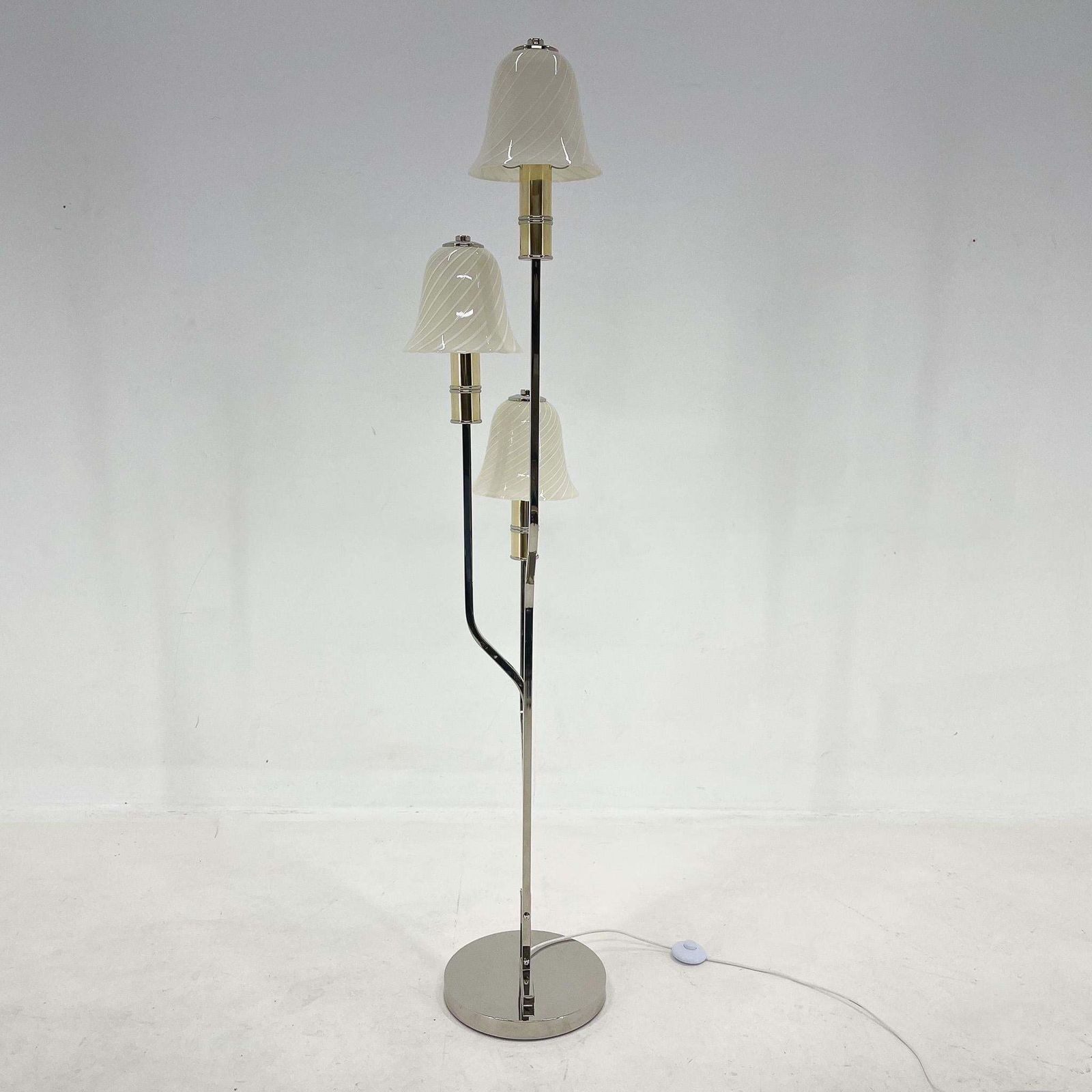 3578.0 Rare Italian Chrome & Murano Glass 'Magic Mushrooms' Floor Lamp, 1970's photo