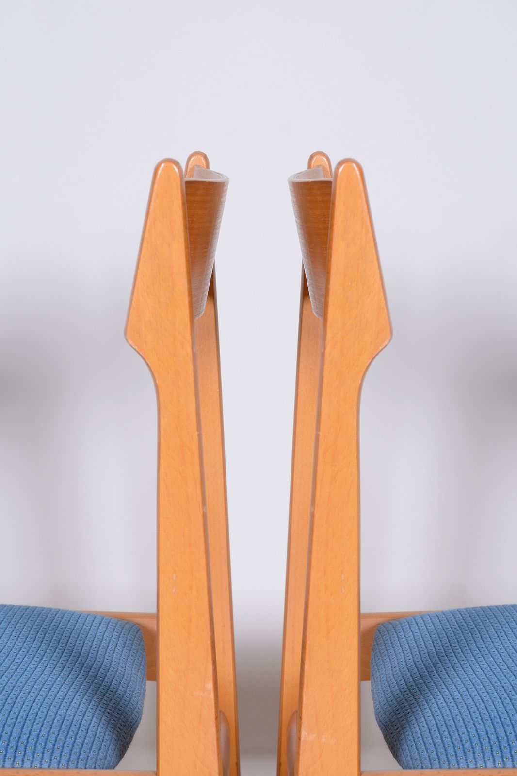 Furniture Blue And Brown Dining Chairs 4 Pcs, Well Preserved Original Condition, 1950s photo