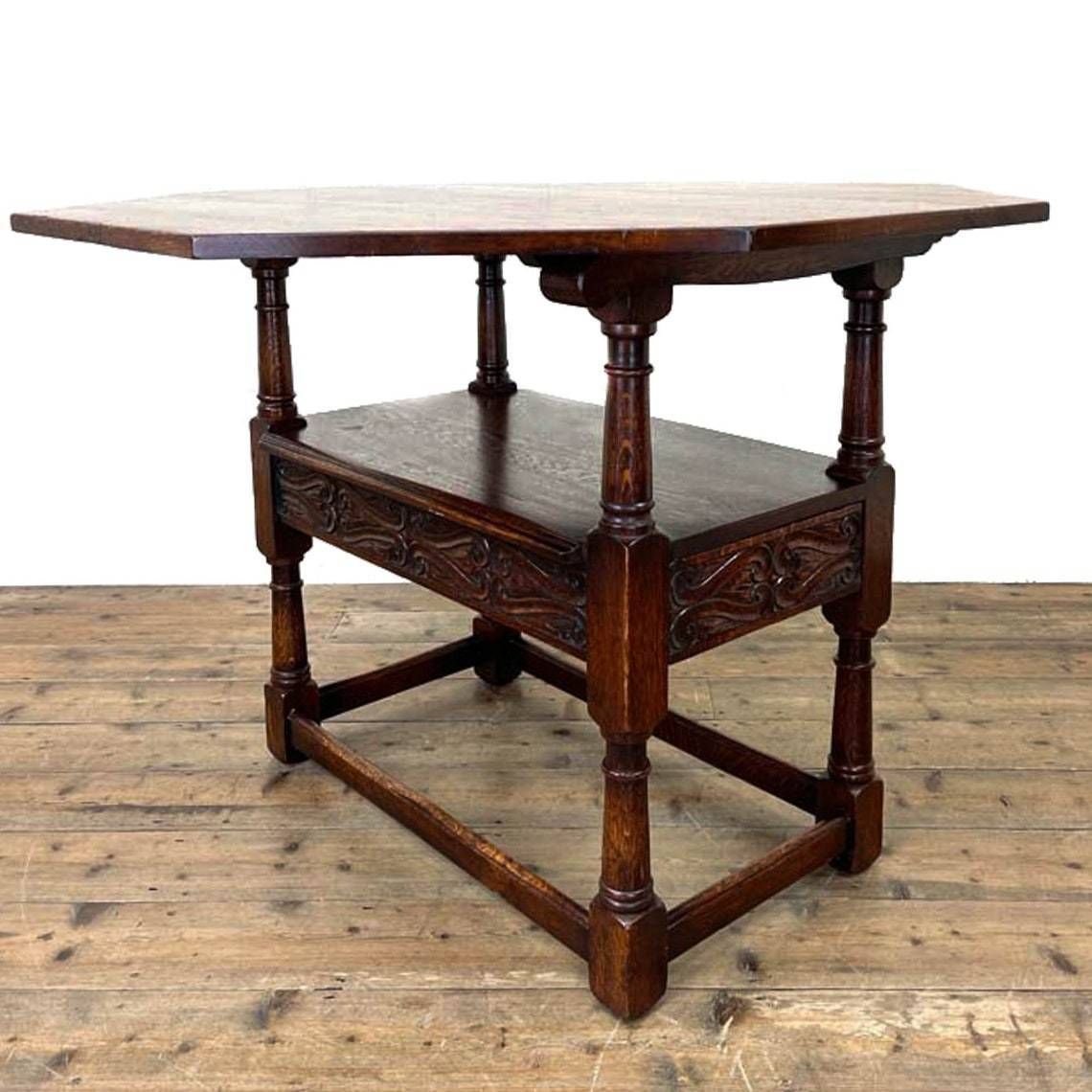 Large Early 20th Century Oak Monks Seat photo vintage
