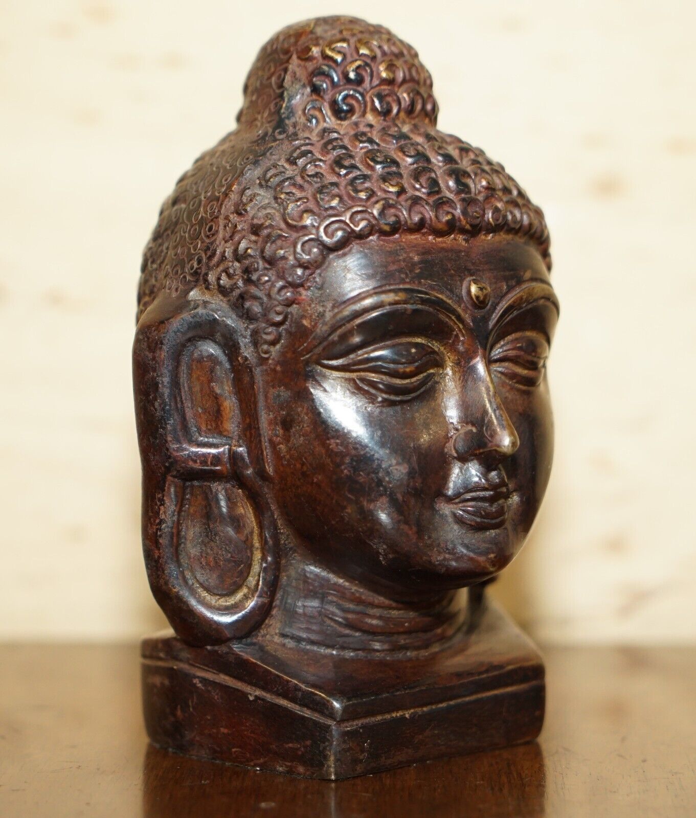 photo furniture Lovely Pair Of Indonesian Bronzed Buddha Heads Very Decorative Lovely Patina