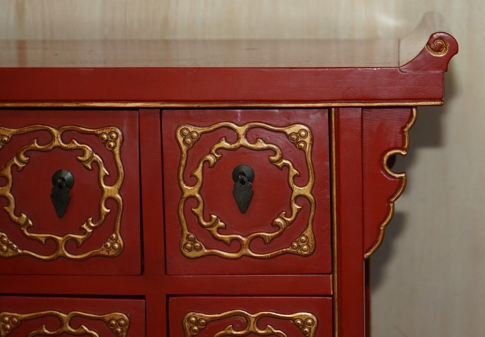 Rare Oriental Chinese Export Vintage Cabinet Lots Of Drawers For Fine Teas photo Furniture