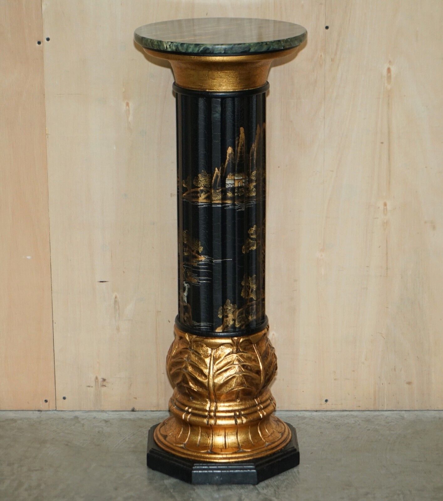 Pair Of Neoclassical Style Chinese Chinoiserie Lacquered Torcheres Columns photo furniture