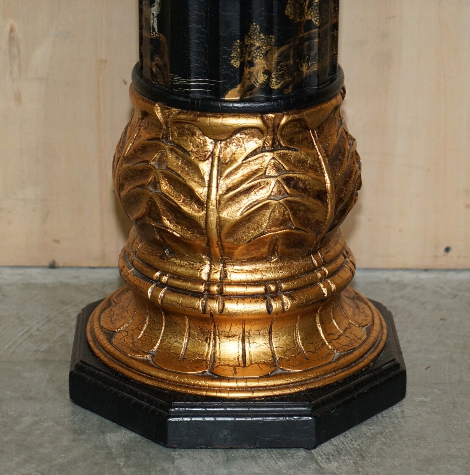 Pair Of Neoclassical Style Chinese Chinoiserie Lacquered Torcheres Columns photo vinterior