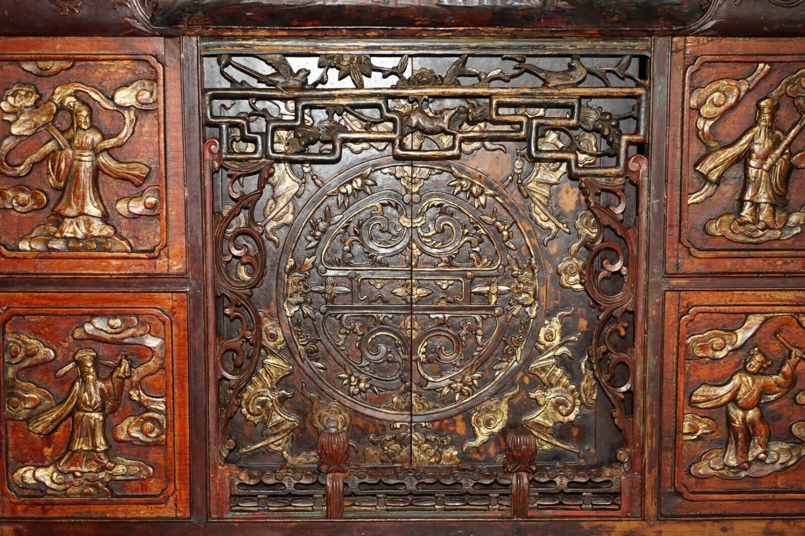 Antique Circa 1860 Chinese Hand Painted Wedding Cabinet Housekeepers Cupboard photo buy