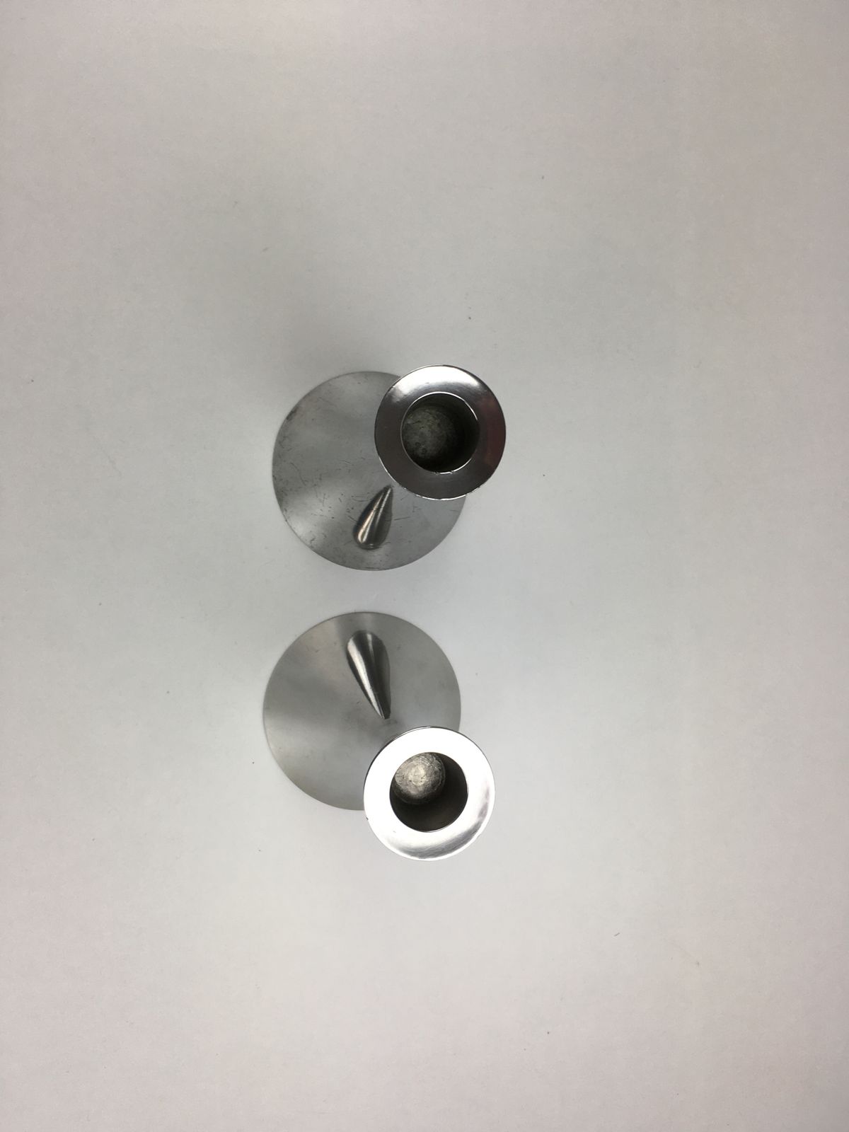 Set Of Two Danish Just Andersen Circular Pewter Candle Holders 1940's photo 300.0