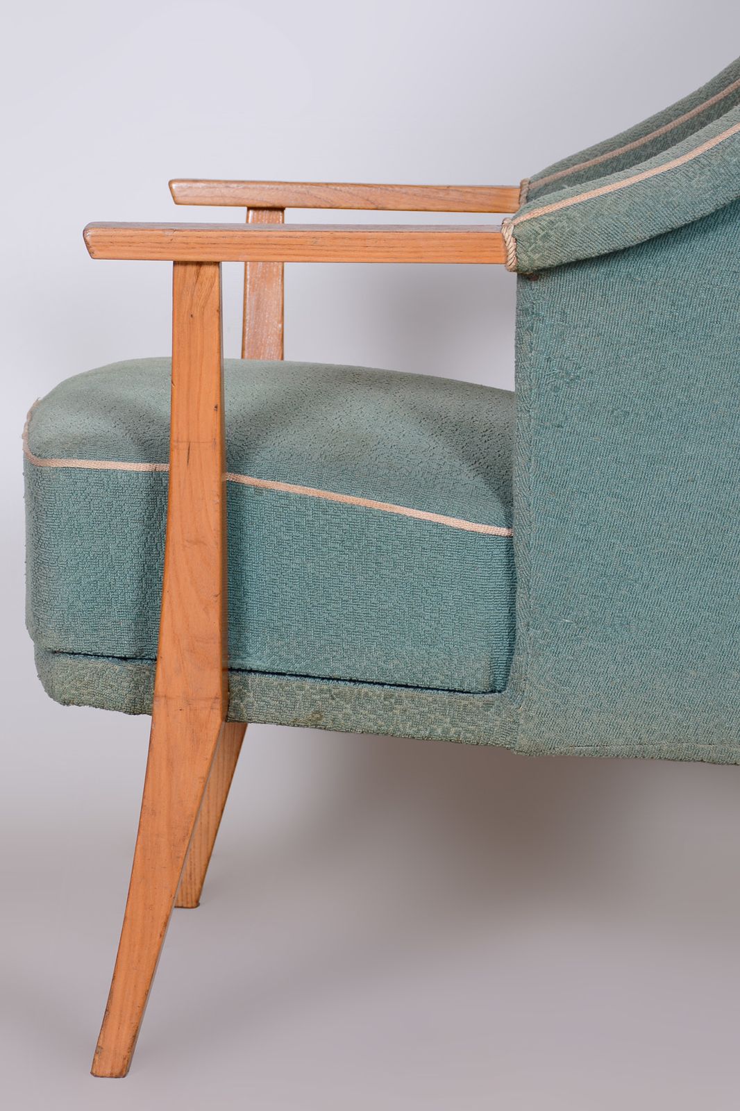 Pair Of Unique Green Beech Artdeco Armchairs Made In 1940s, Denmark photo vintage