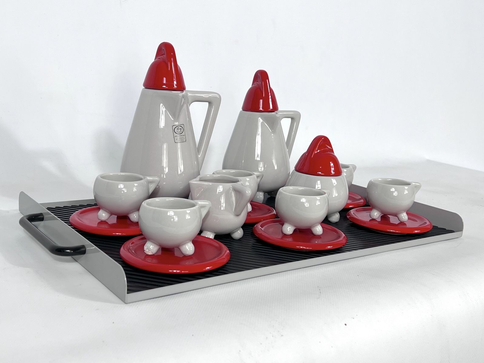 Ceramic Coffee Set By Mas For Memphis Milano, 1980s, Set Of 11 photo for sale