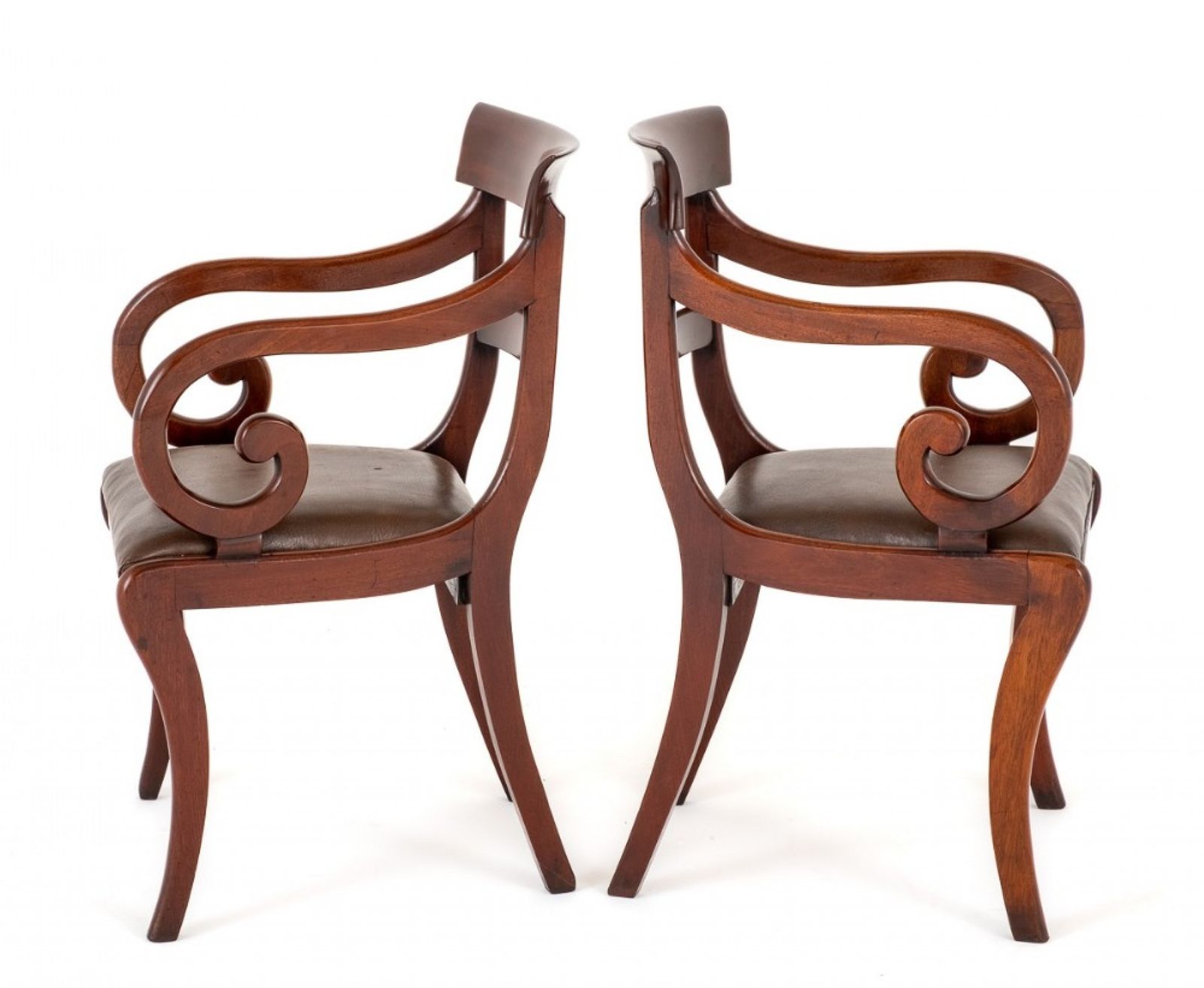 Pair Regency Elbow Chairs Mahogany Period Furniture photo vinterior
