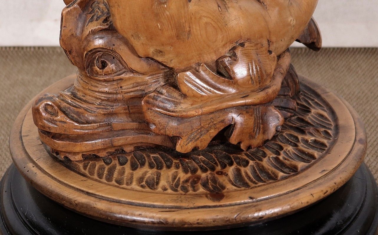 2657.4 "Eros Riding A Dolphin" Harness In Natural Wood And Blackened Wood, Napoleon III Style, 19th Century photo