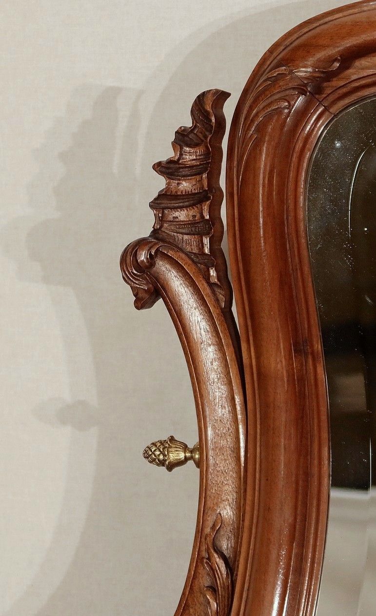 Walnut Psyche Chest Of Drawers, Maison Guinand Leglas, Rocaille Style – 1900 photo vintage