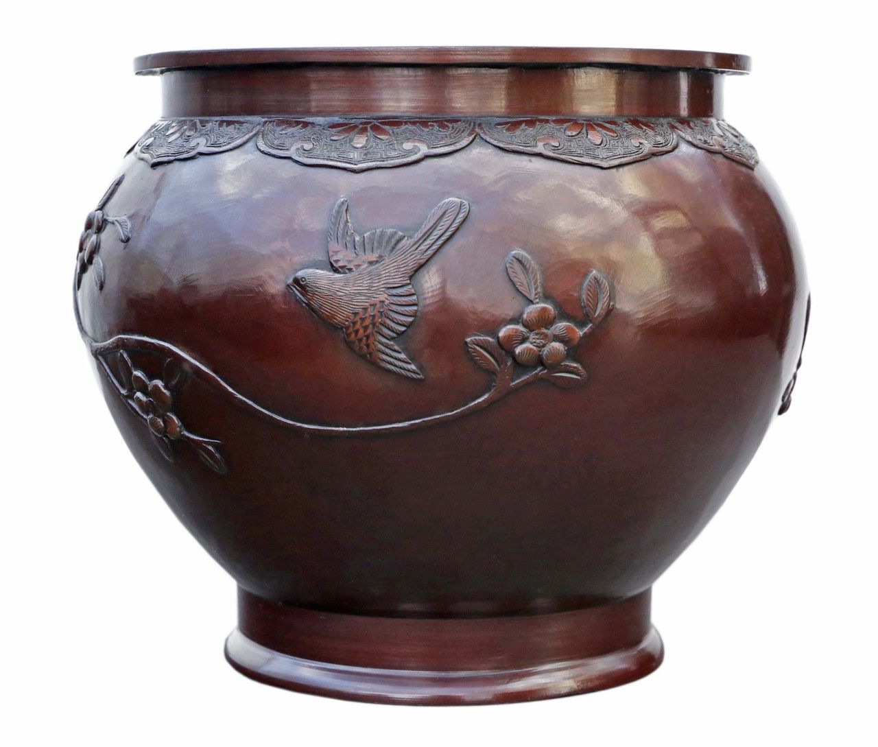 Antique Large Quality Oriental Japanese Bronze Jardinière Bowl Censor Planter Meiji Period photo 1295.0