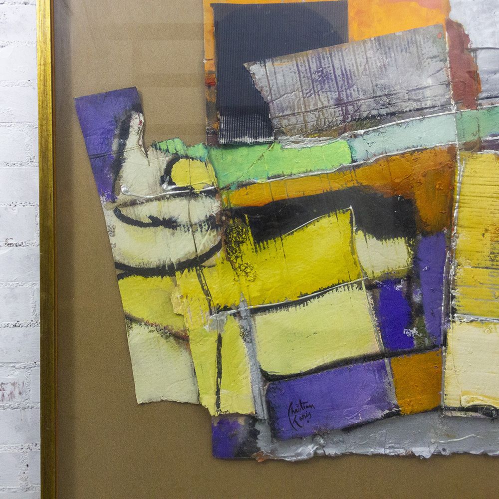 Christian Kares, Abstract Composition, 1990s, Acrylic On Cardboard, Framed photo for sale