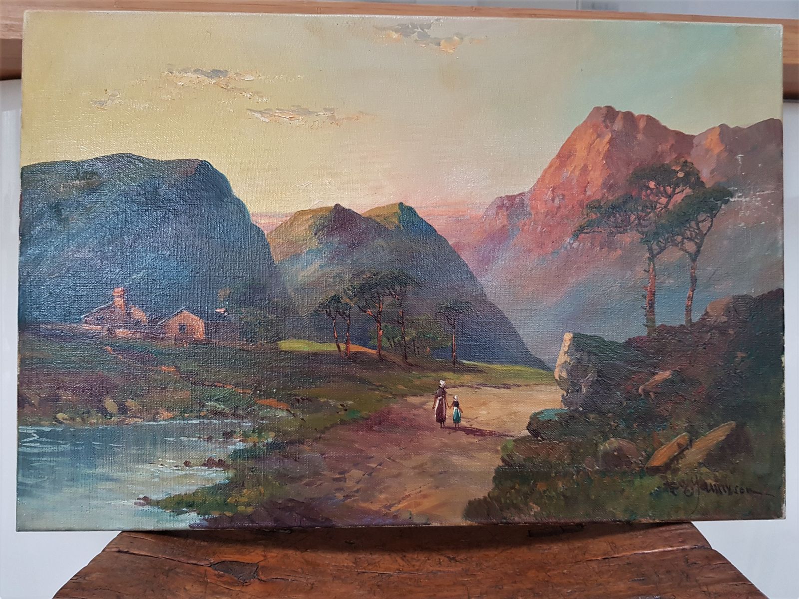 Original, Signed, Antique Oil Painting By Renowned Artist F. E. Jamieson photo vintage