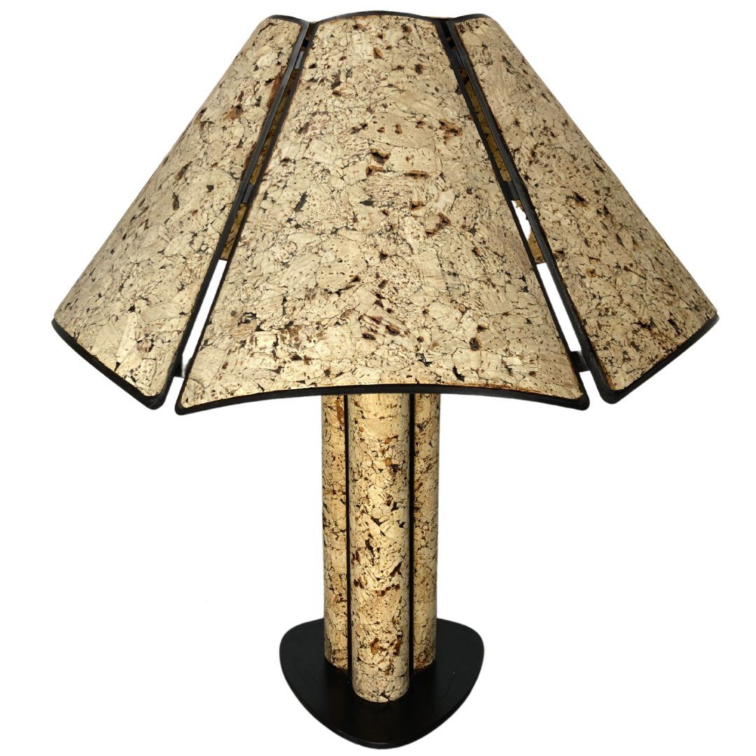 Large Cork And Black Metal Table Lamp In The Style Of Ingo Maurer, Germany, 1970s