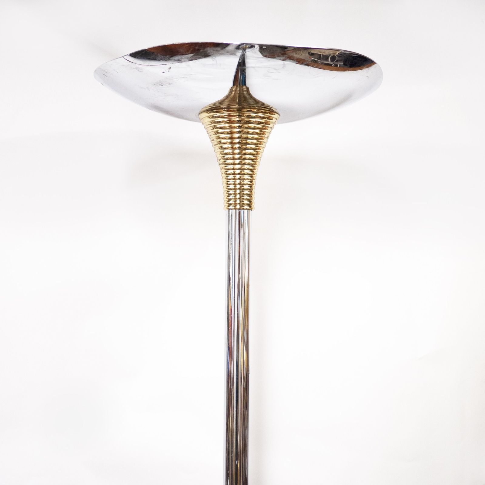 Chromed Metal And Brass Ministerial Floor Lamp From Drummond, 1970s