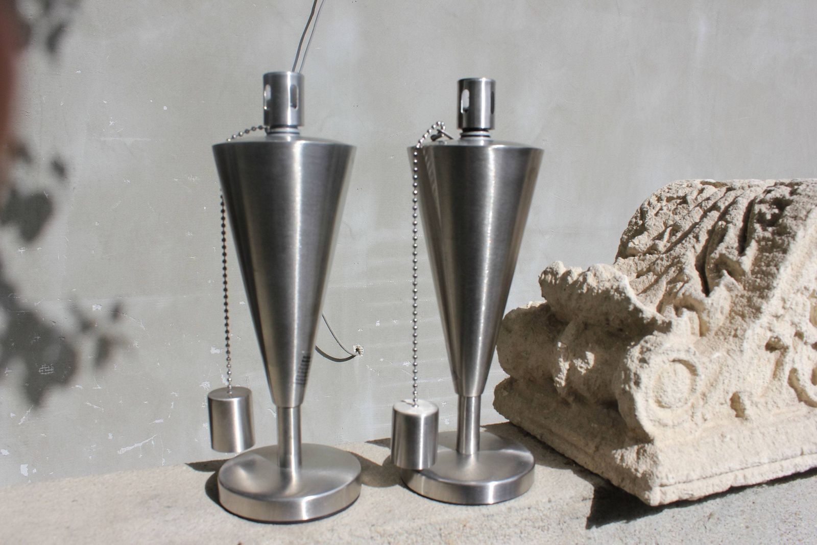 Two Vintage Oil Lamps Two Stainless Steel Table Lamps Oil Burner Germany Lamp Christmas Oil Lamp photo for sale