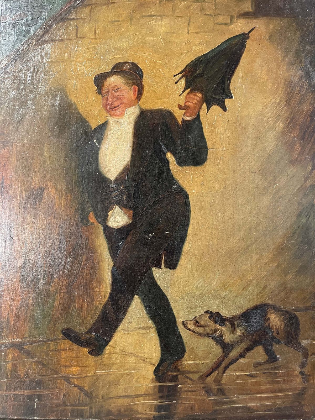 Art Beautiful Antique Early Irish School Naive Oil Painting Circa 1890 photo