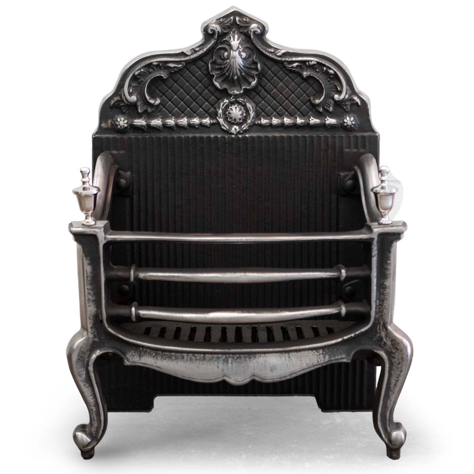 Reclaimed Grand Cast Iron Fire Basket With Finials