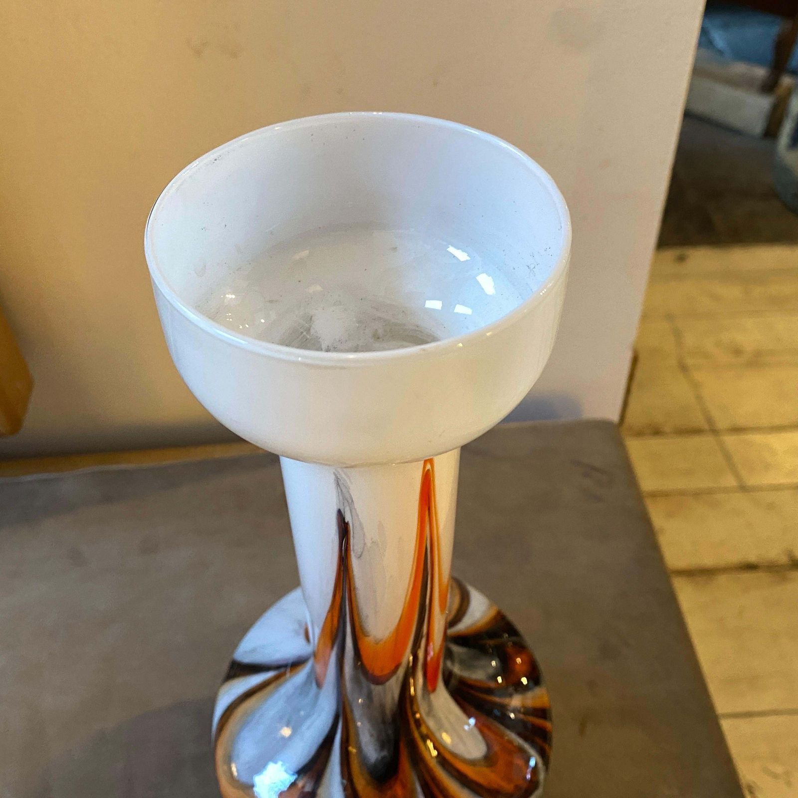 1970s Space Age Carlo Moretti Orange And Brown Opaline Glass Vase photo for sale