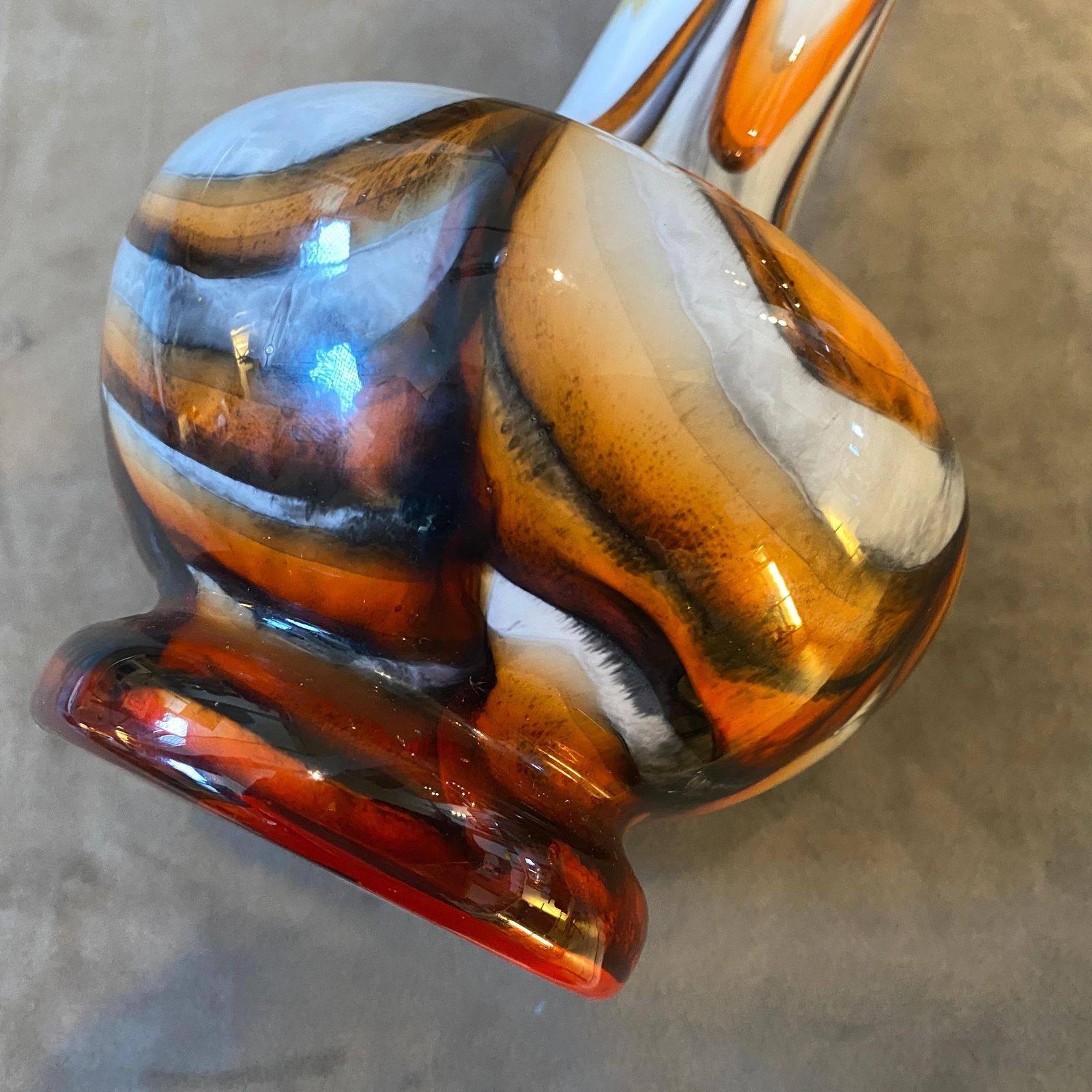 photo for sale 1970s Space Age Carlo Moretti Orange And Brown Opaline Glass Vase