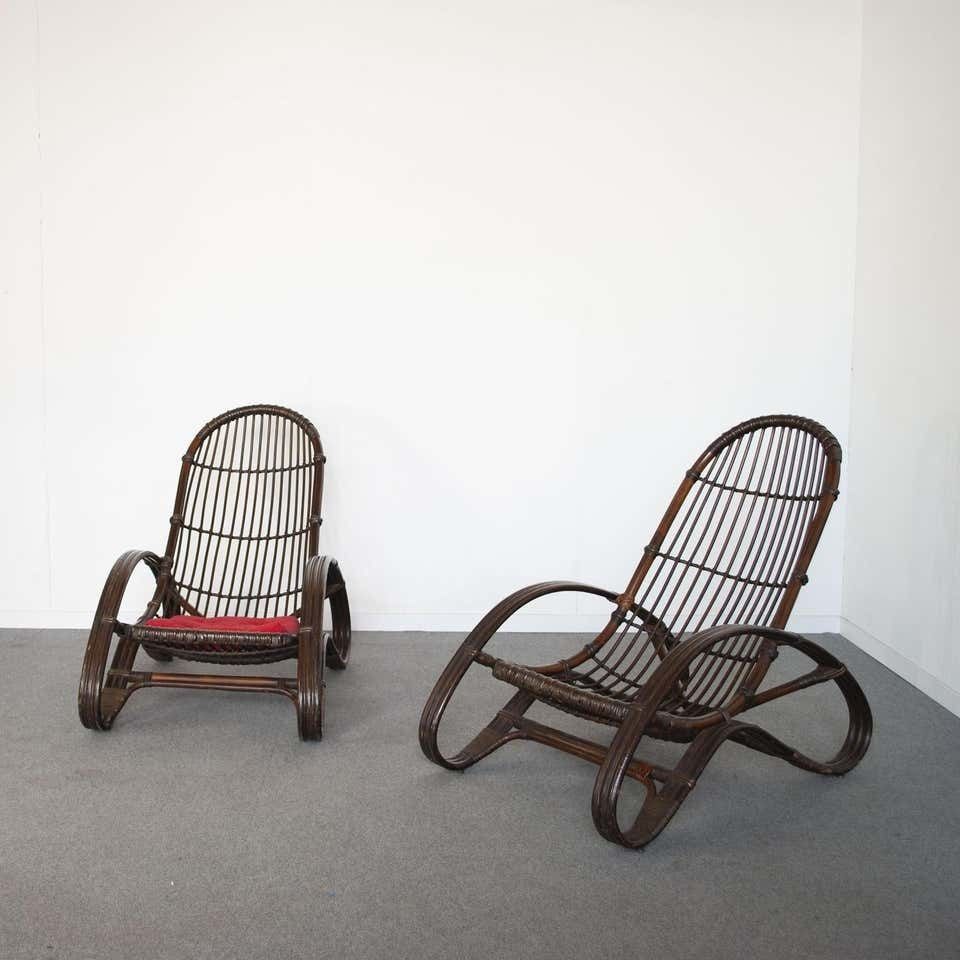 Mid Century Italian Bamboo Lounge Chairs 1960s photo furniture
