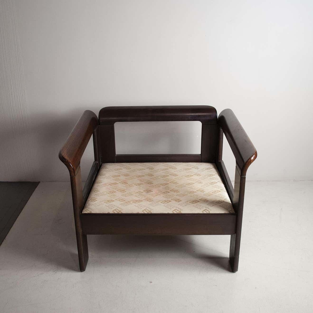 Silvano Passi Italian Mid Century Wooden Armchair, 1970s photo furniture