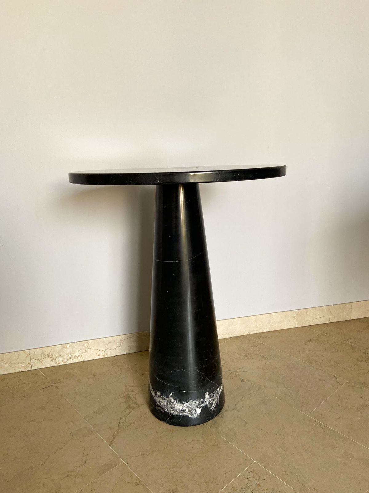 Angelo Mangiarotti Style Coffee Table In Italian Black Marquina Marble photo for sale