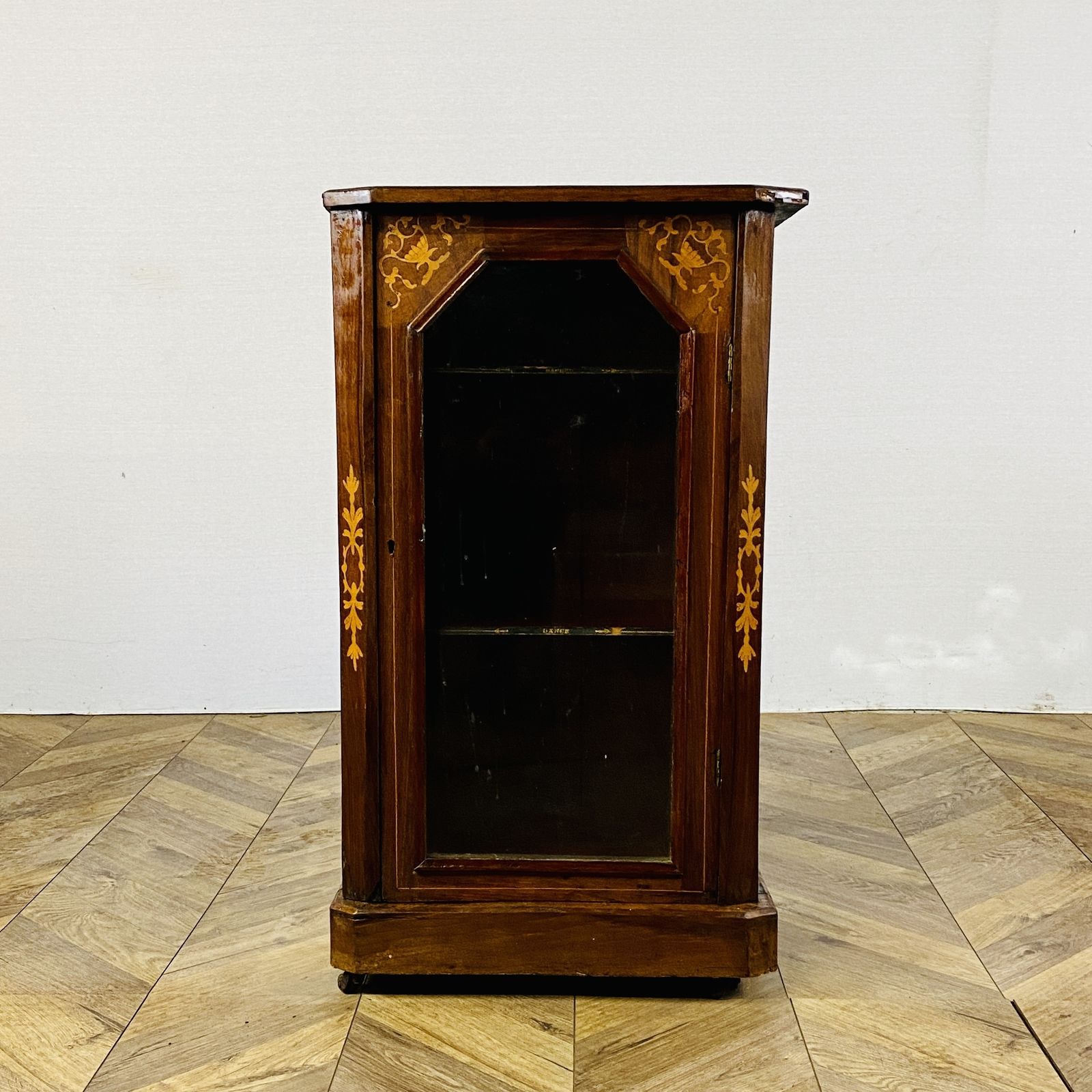Furniture Antique Music Cabinet, Inlaid On Castors, Circa 1900s photo