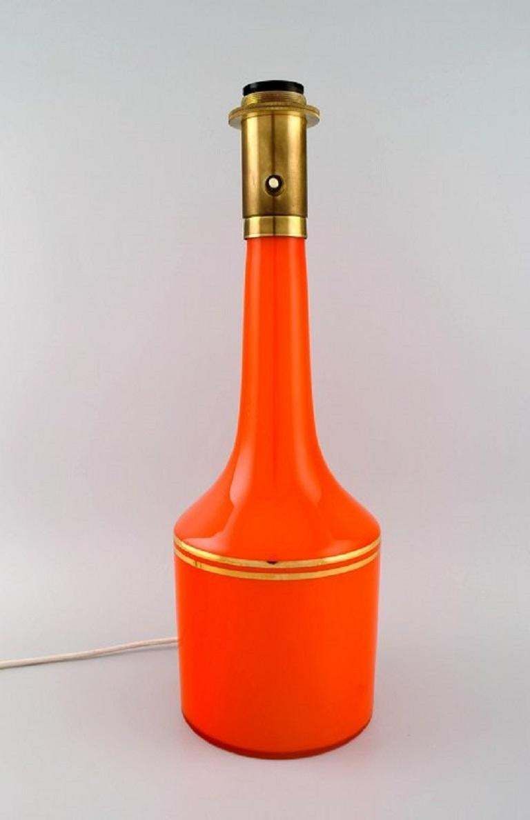 Anders Pehrson For Ateljé Lyktan, Two Large Table Lamps In Orange Art Glass photo furniture