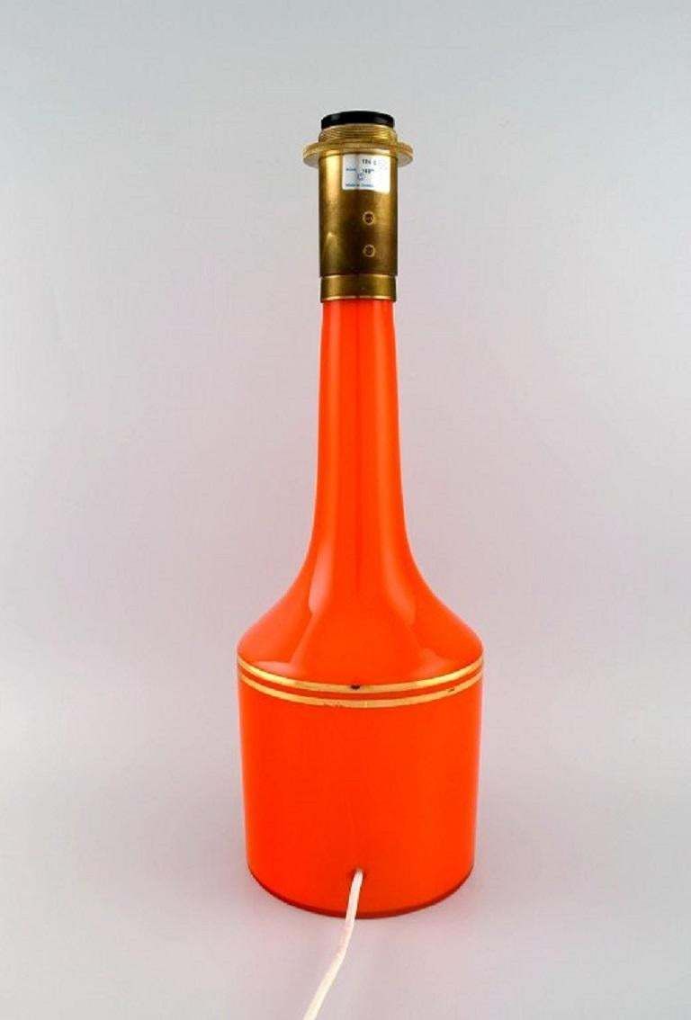 Anders Pehrson For Ateljé Lyktan, Two Large Table Lamps In Orange Art Glass photo for sale