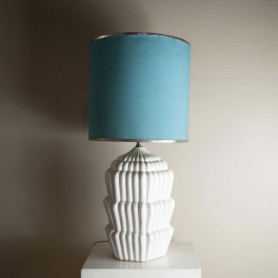 Tommaso Barbi Italian Midcentury White Ceramic Table Lamp Depicting A Cake 60's photo for sale