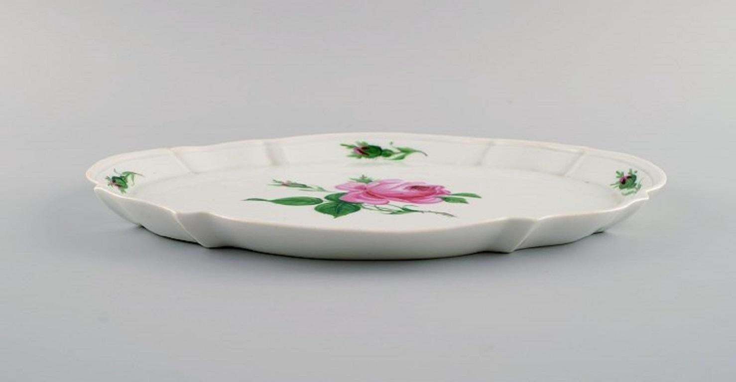 Meissen Pink Rose Tray In Hand Painted Porcelain With Gold Edge Early 20th C photo Home Decor