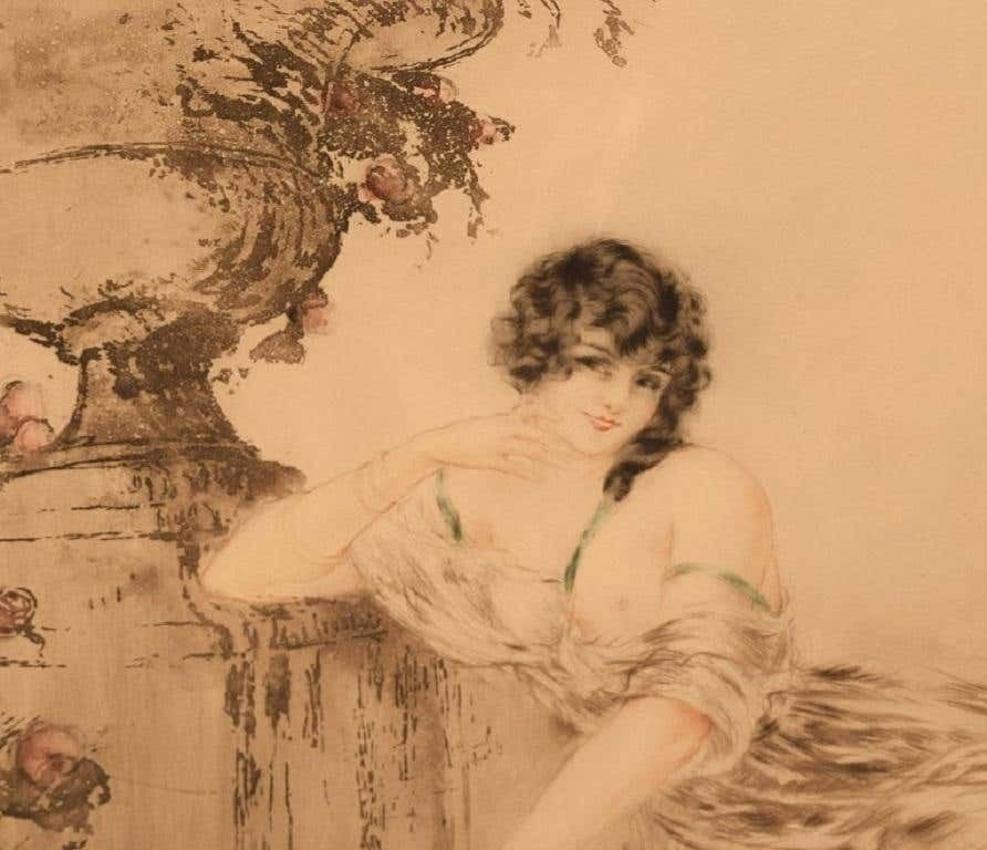Louis Icart, Etching On Paper, "At The Urn", Dated 1923 photo for sale