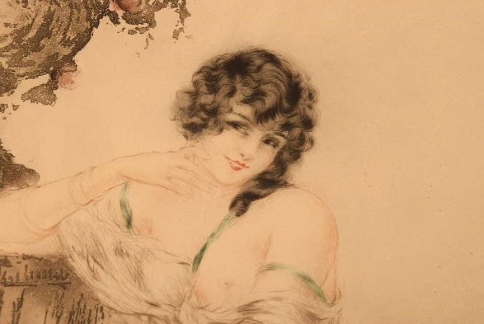 Louis Icart, Etching On Paper, "At The Urn", Dated 1923 photo vinterior