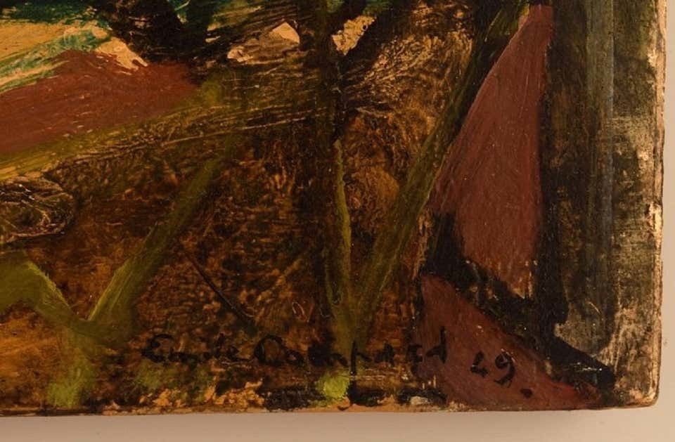 émile François Jacques Compard, Oil On Woodwork, Abstract Composition photo Art