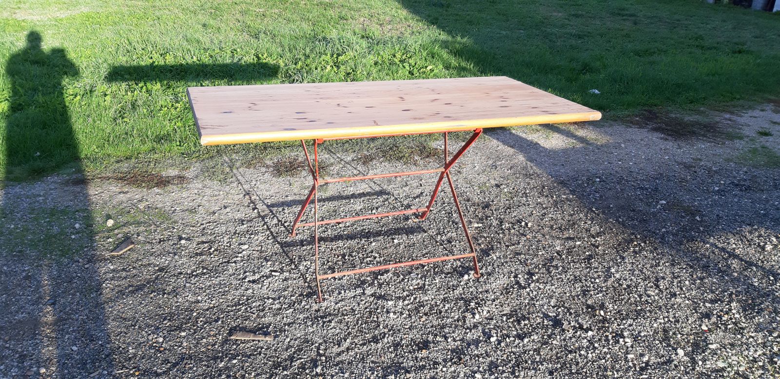 Folding Bistro Table, 1950s, Pine