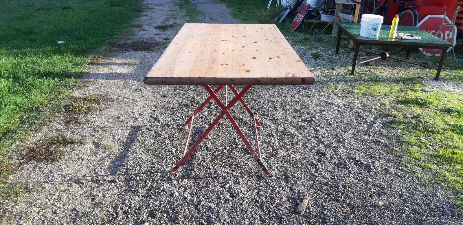 Folding Bistro Table, 1950s, Pine photo vintage