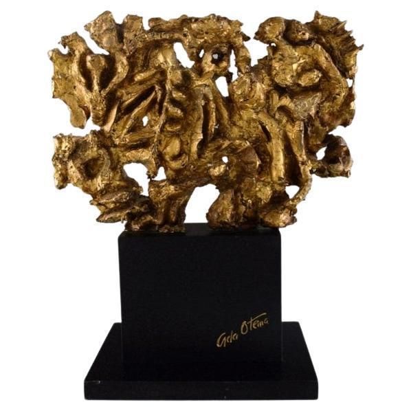European Sculptor, Large Sculpture In Gold Decorated Metal On Marble Plinth