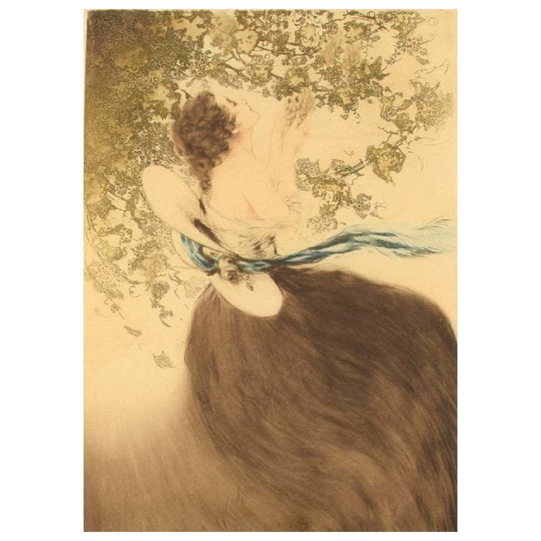 Louis Icart '1888 1950', Young Woman Picking Grapes, Etching/Paper, Ca 1920