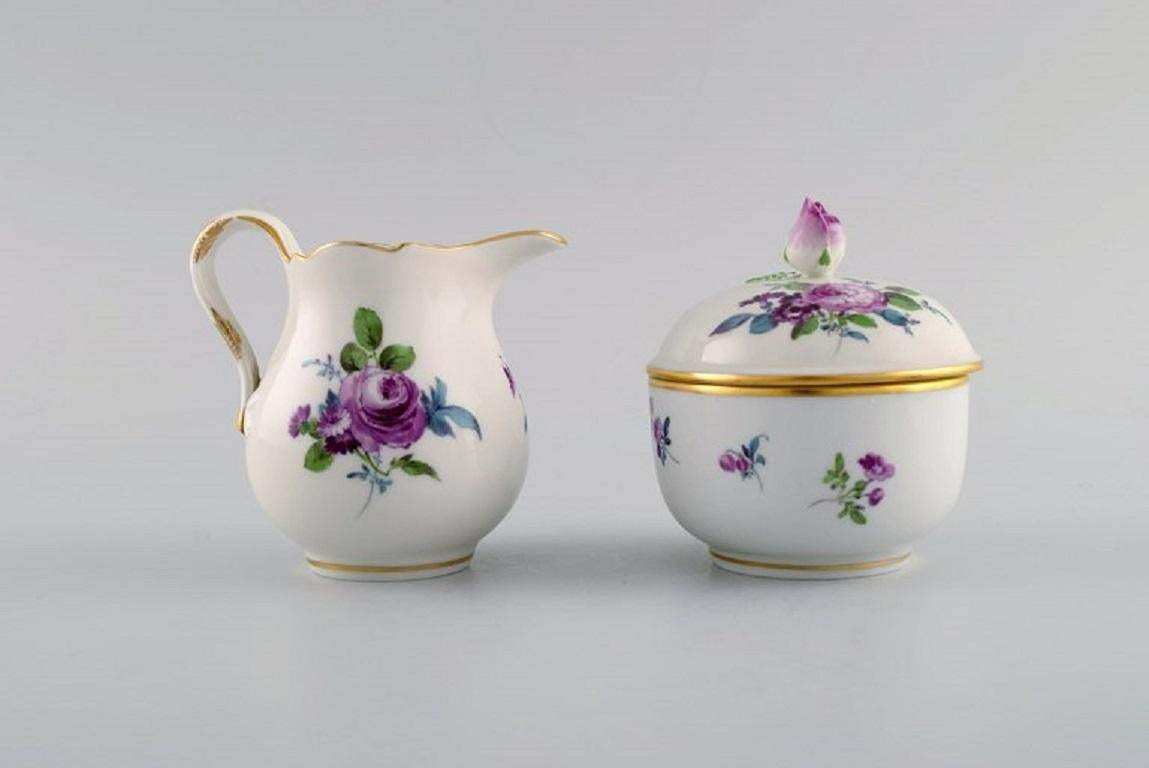 photo furniture Meissen Coffee Pot, Sugar Bowl And Cream Jug With Hand Painted Flowers