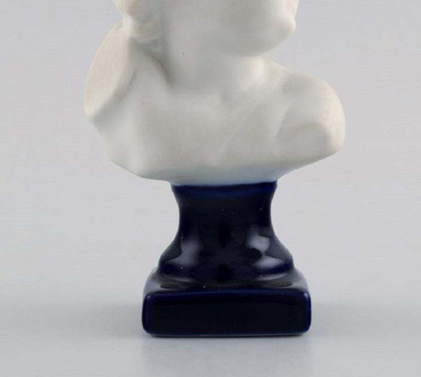 Limoges France Biscuit Child Bust Stand With Dark Blue Glaze Classic Style photo for sale