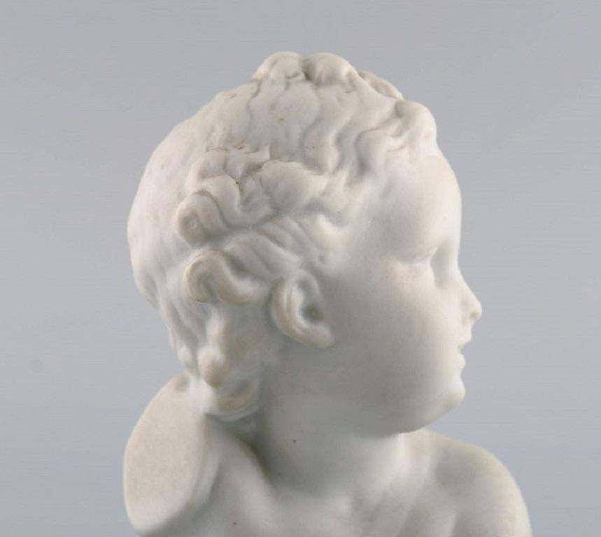 Limoges France Biscuit Child Bust Stand With Dark Blue Glaze Classic Style photo Art