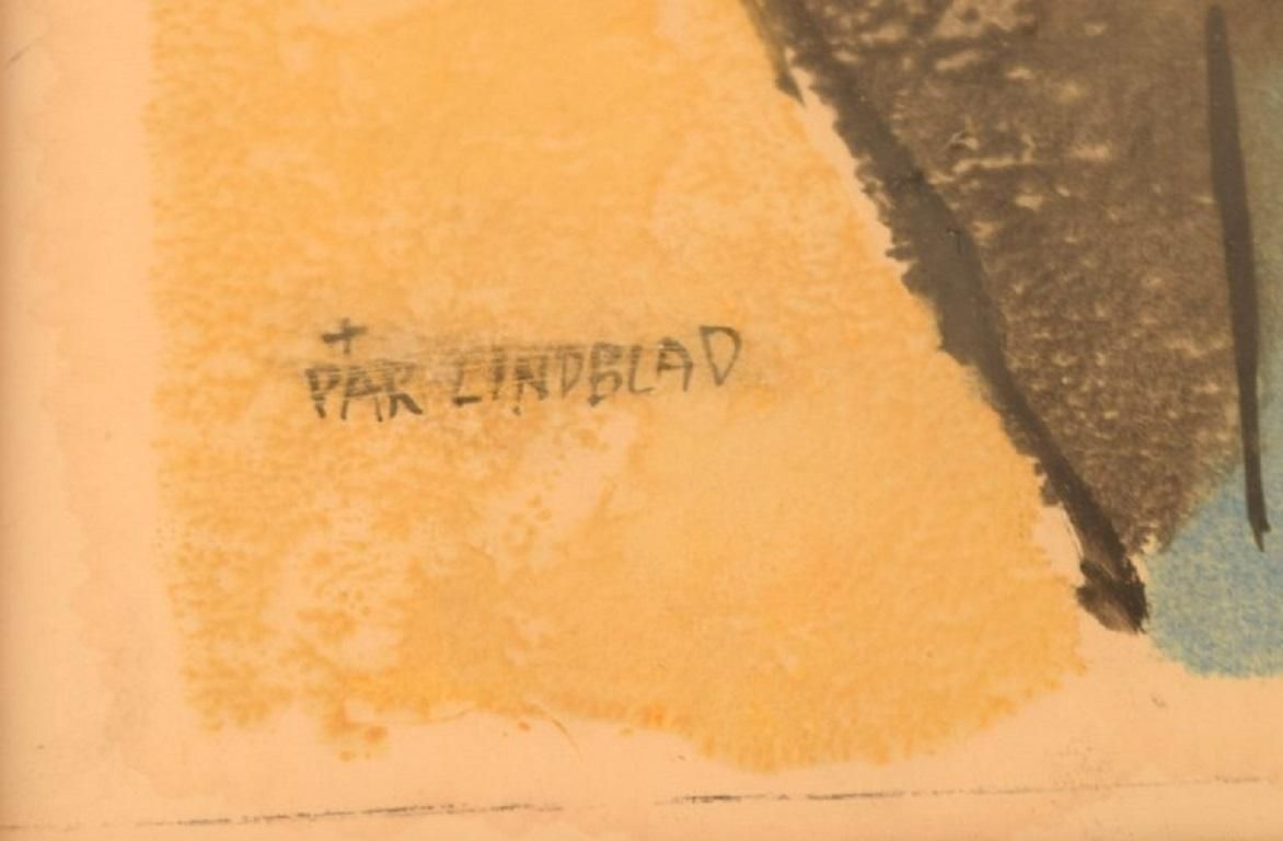 Pär Lindblad, Swedish Artist. Watercolor On Paper. Composition With Figure. photo vinterior