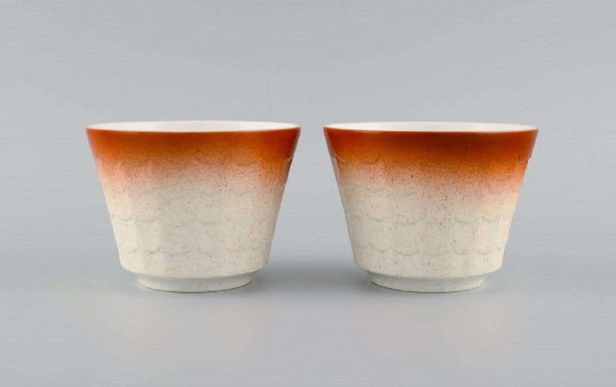 Wilhelm Kåge For Gustavsberg, Four Art Deco Herb Pots In Glazed Porcelain photo for sale